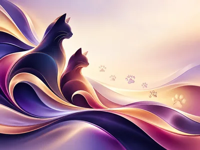 Abstract Artistic Illustration Of Two Elegant Cats