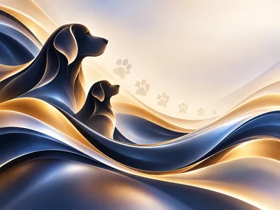 Abstract Artistic Illustration Of Two Dogs With Paw Prints