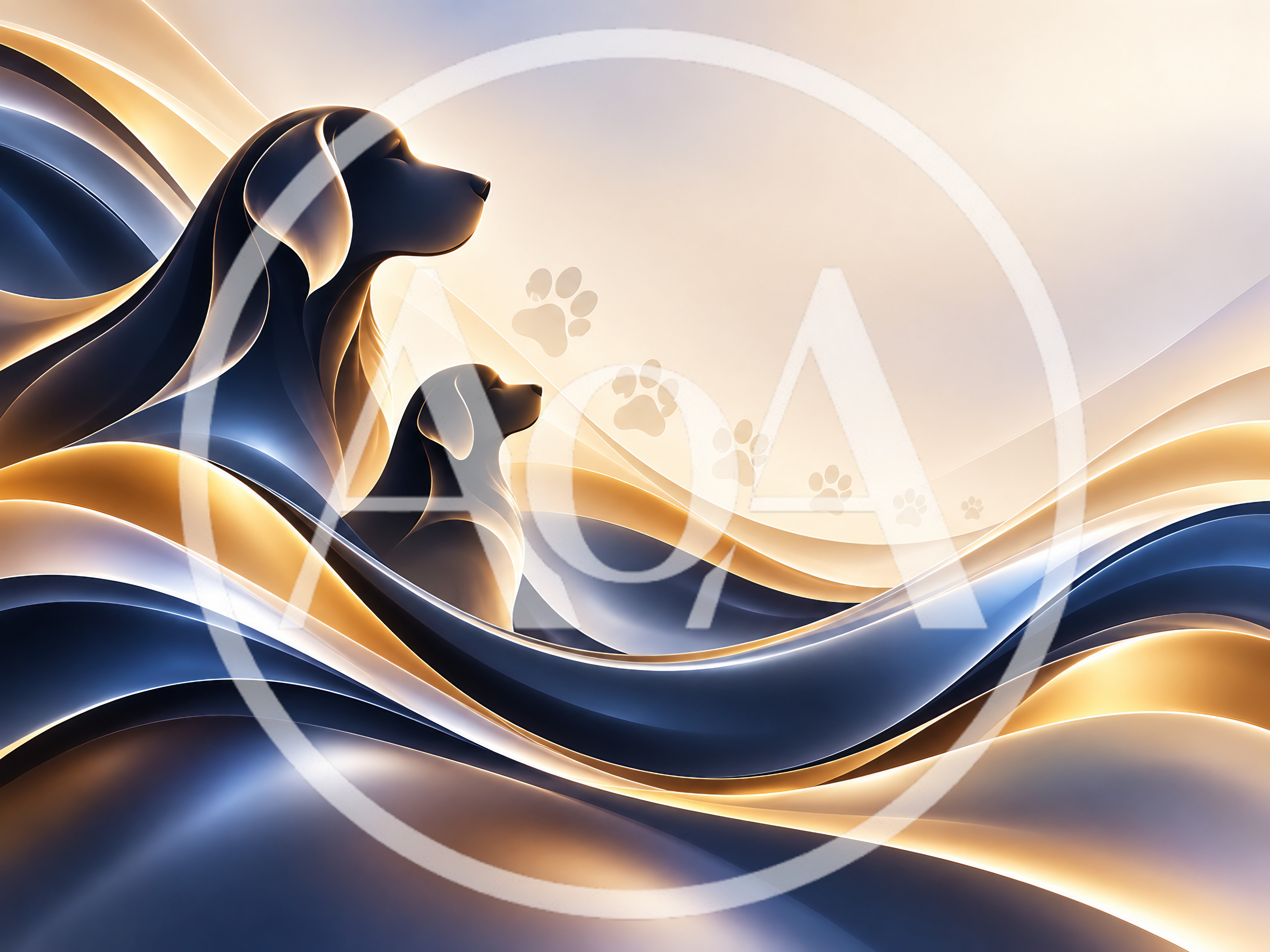 Abstract Artistic Illustration Of Two Dogs With Paw Prints