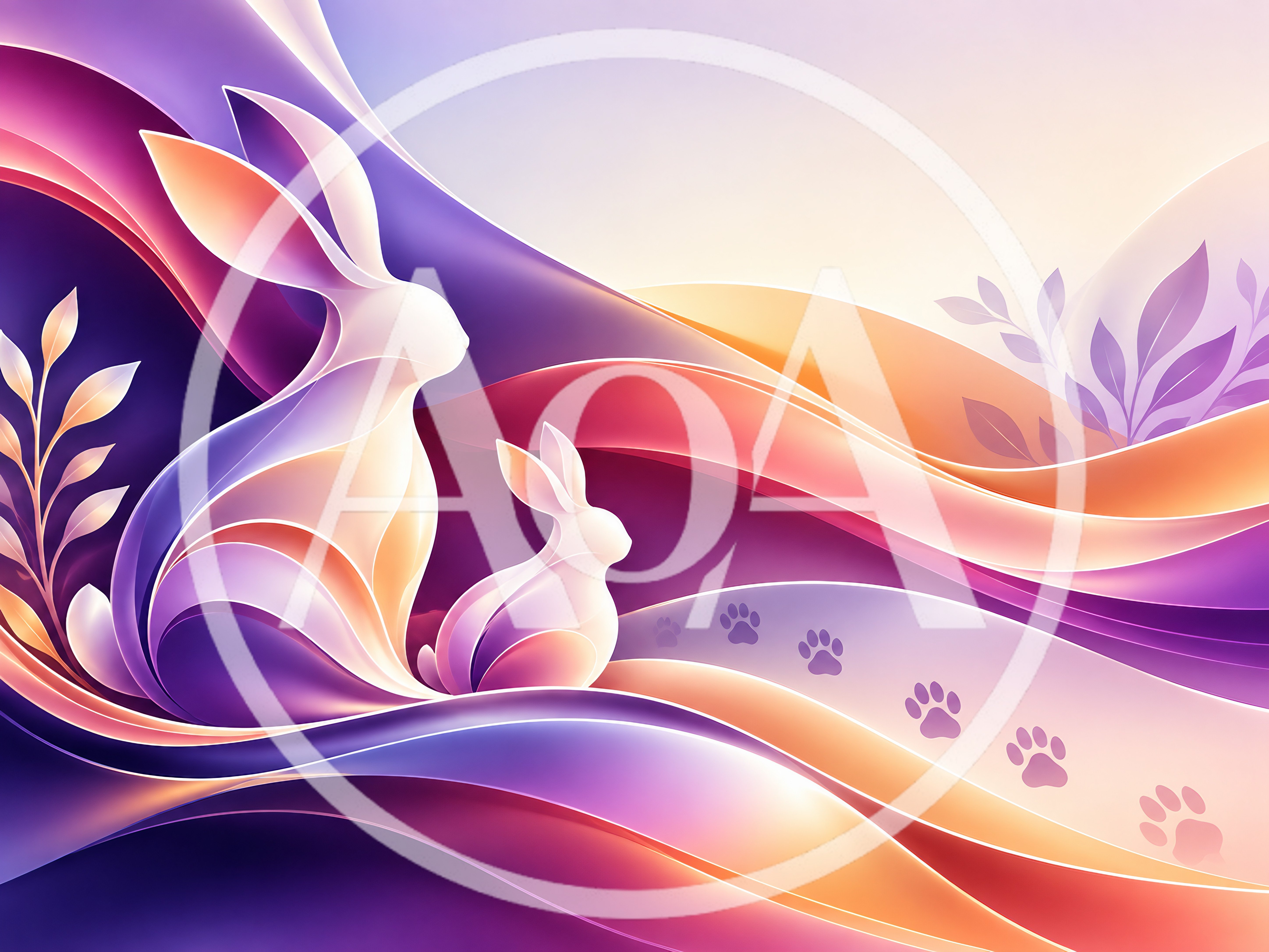 Abstract Illustration Of Two Rabbits In A Dreamy Landscape