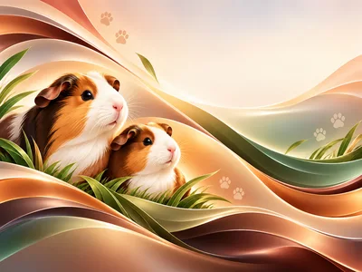 Two Cute Guinea Pigs In Abstract Artistic Setting