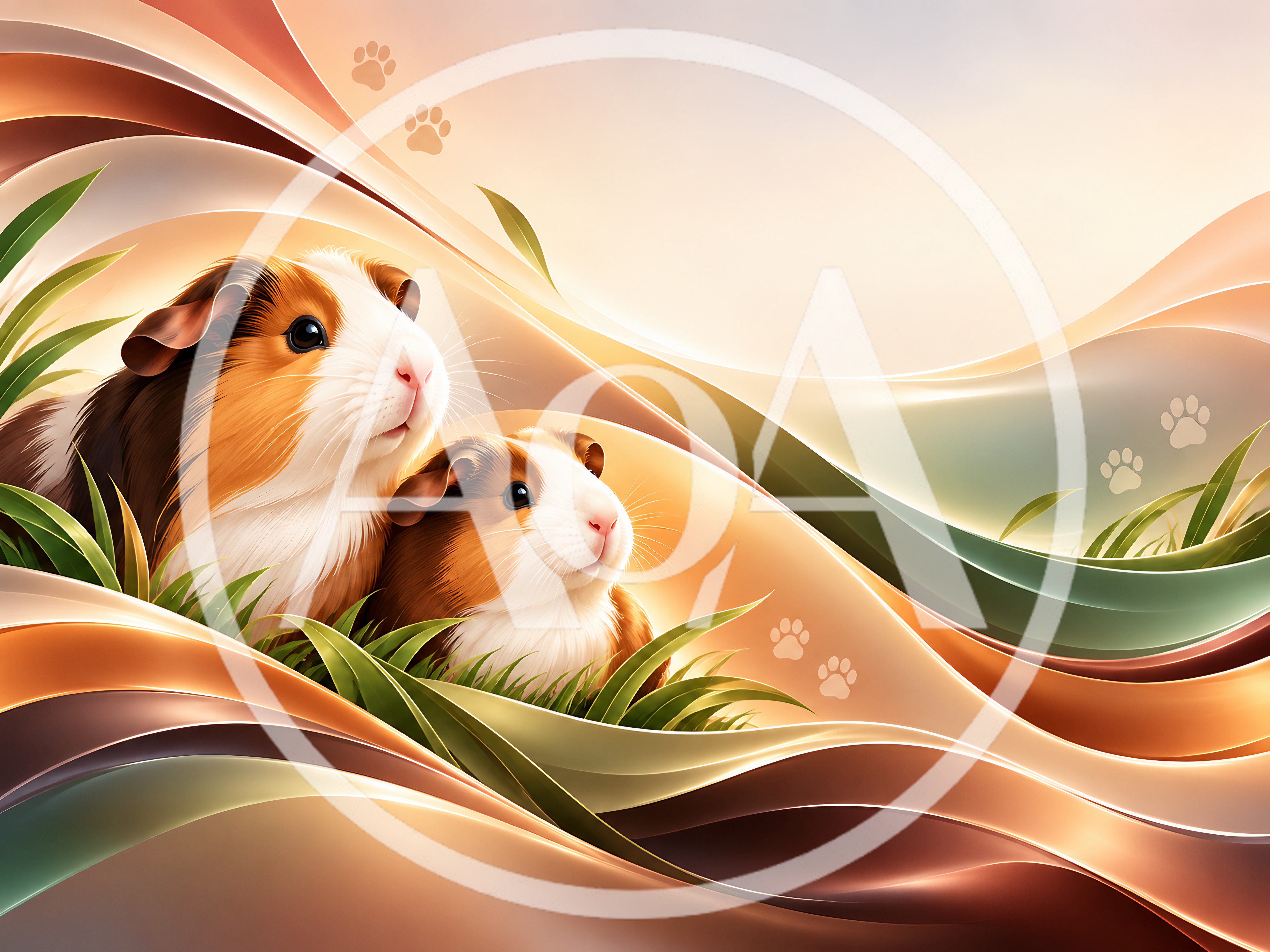 Two Cute Guinea Pigs In Abstract Artistic Setting