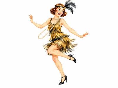 Flapper Girl Dancing in 1920s Vintage Style