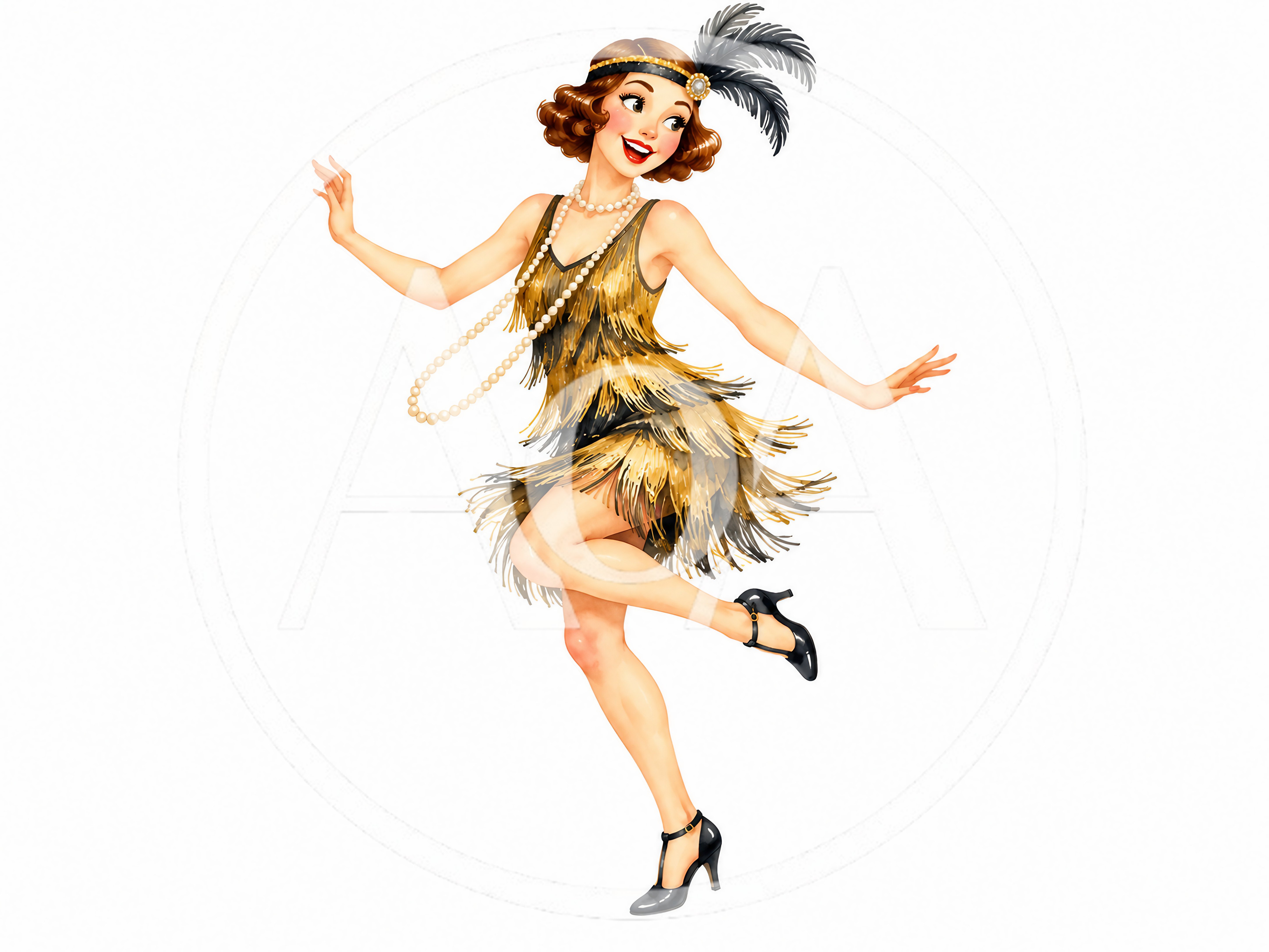 Flapper Girl Dancing in 1920s Vintage Style
