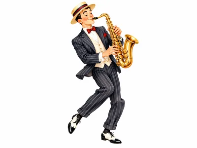 Vintage Style Man Playing Saxophone