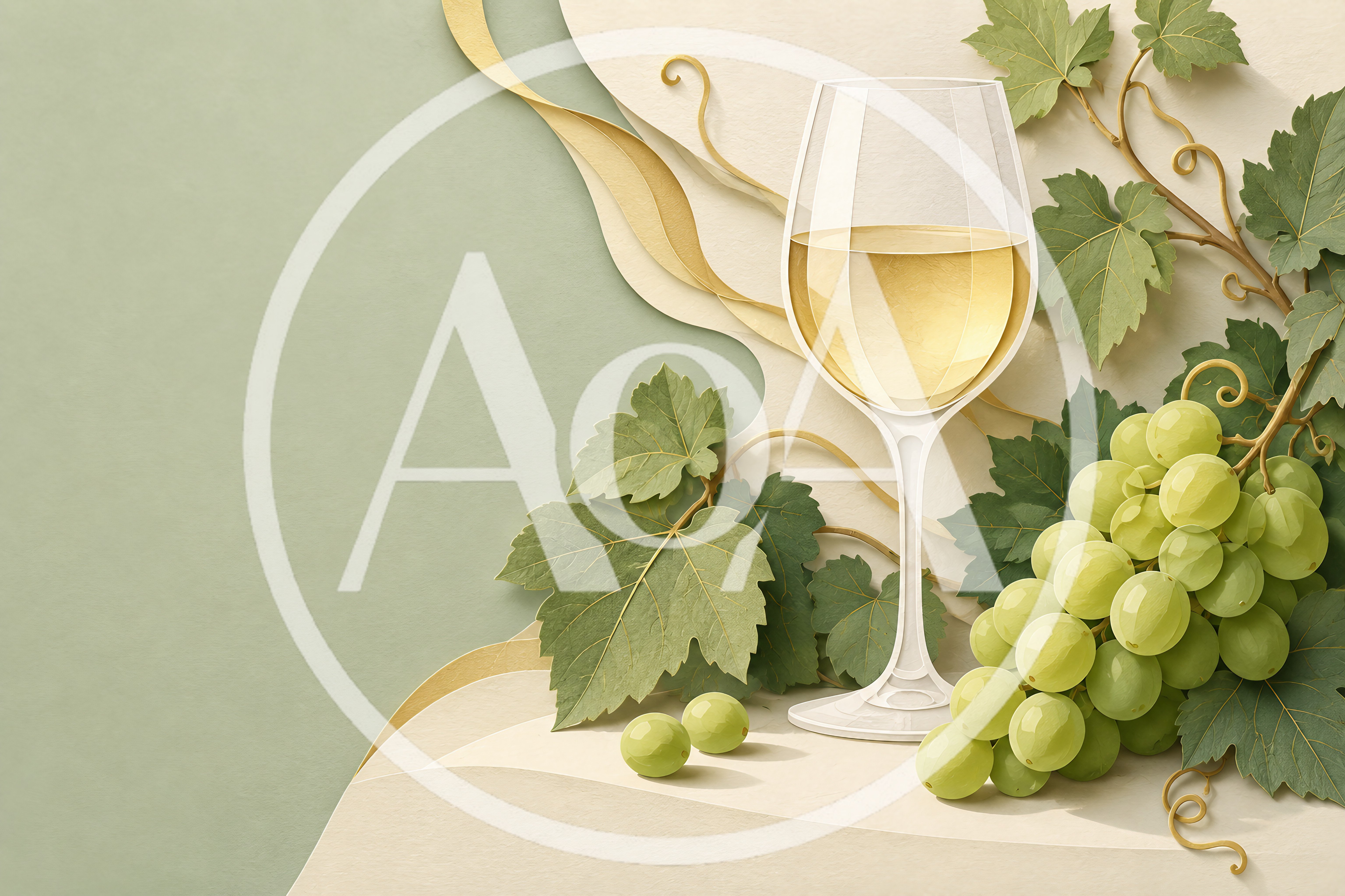 Glass of White Wine with Fresh Grapes