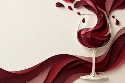 Paper Cutout Art Of Red Wine In A Glass