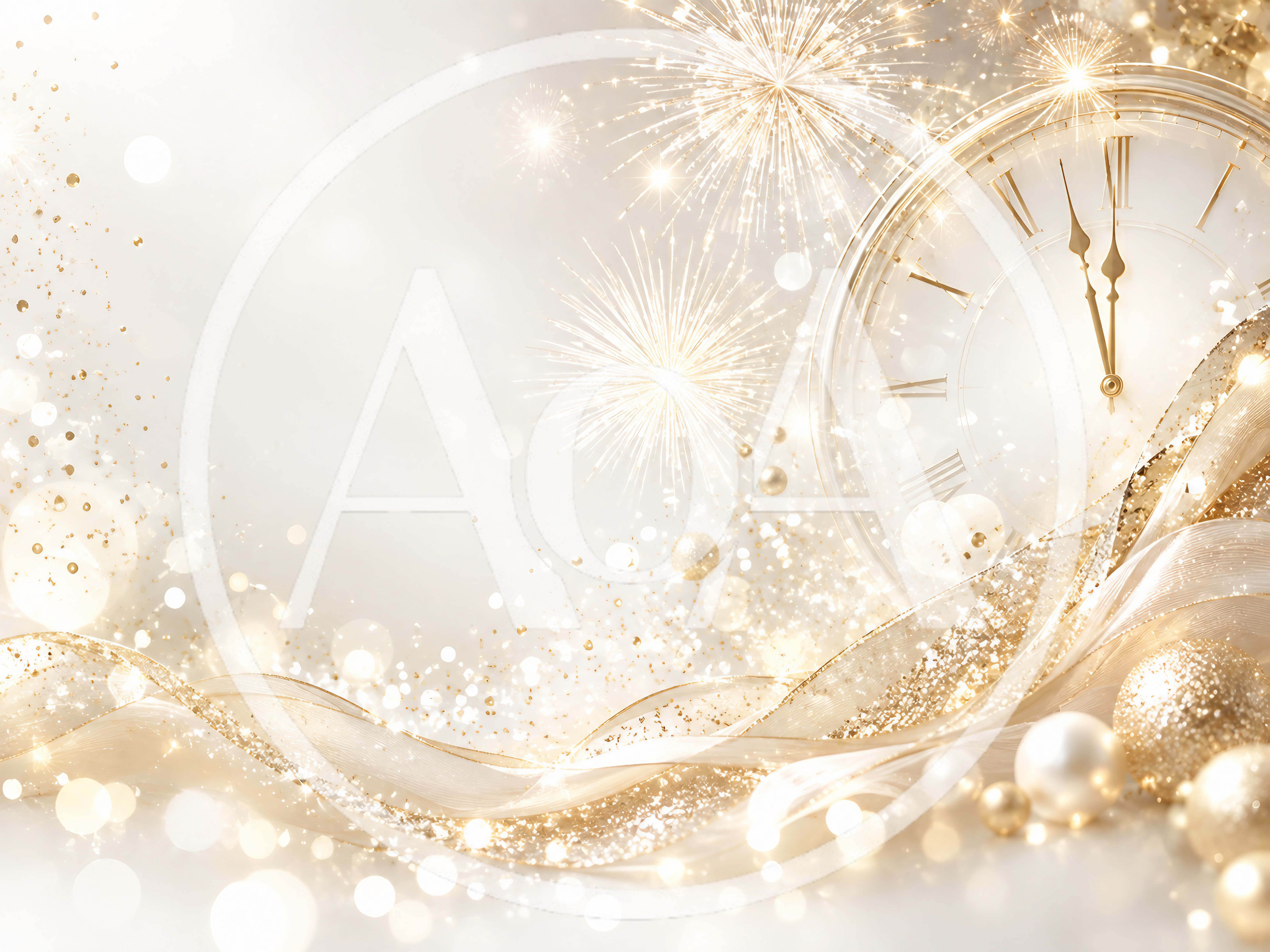 Elegant New Year Celebration Background With Clock And Fireworks