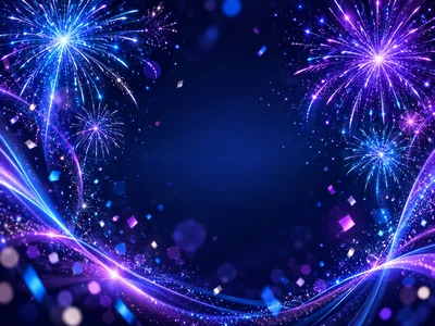 Festive Blue And Purple Fireworks Celebration Background