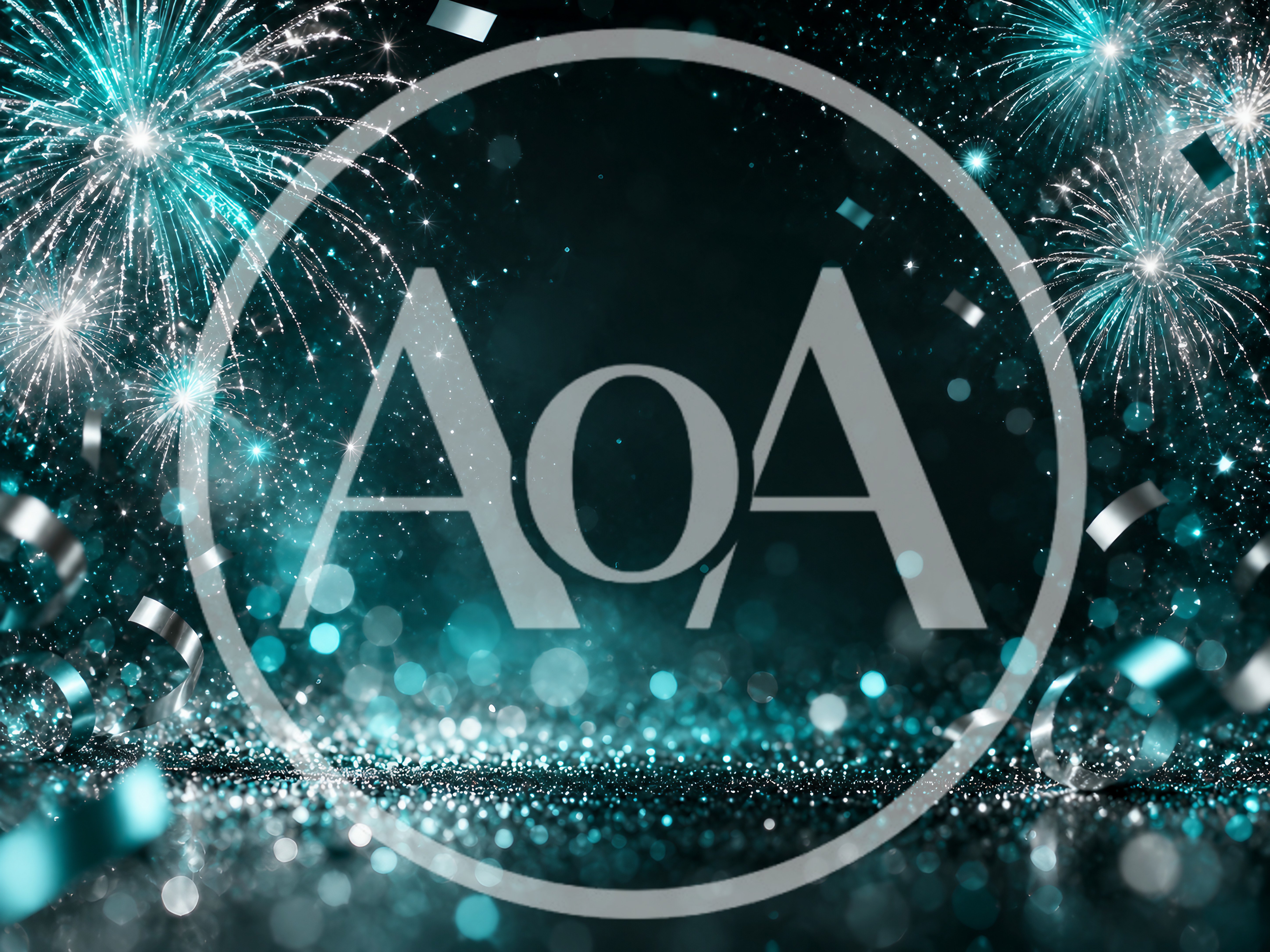 Teal Fireworks and Confetti Celebration Background
