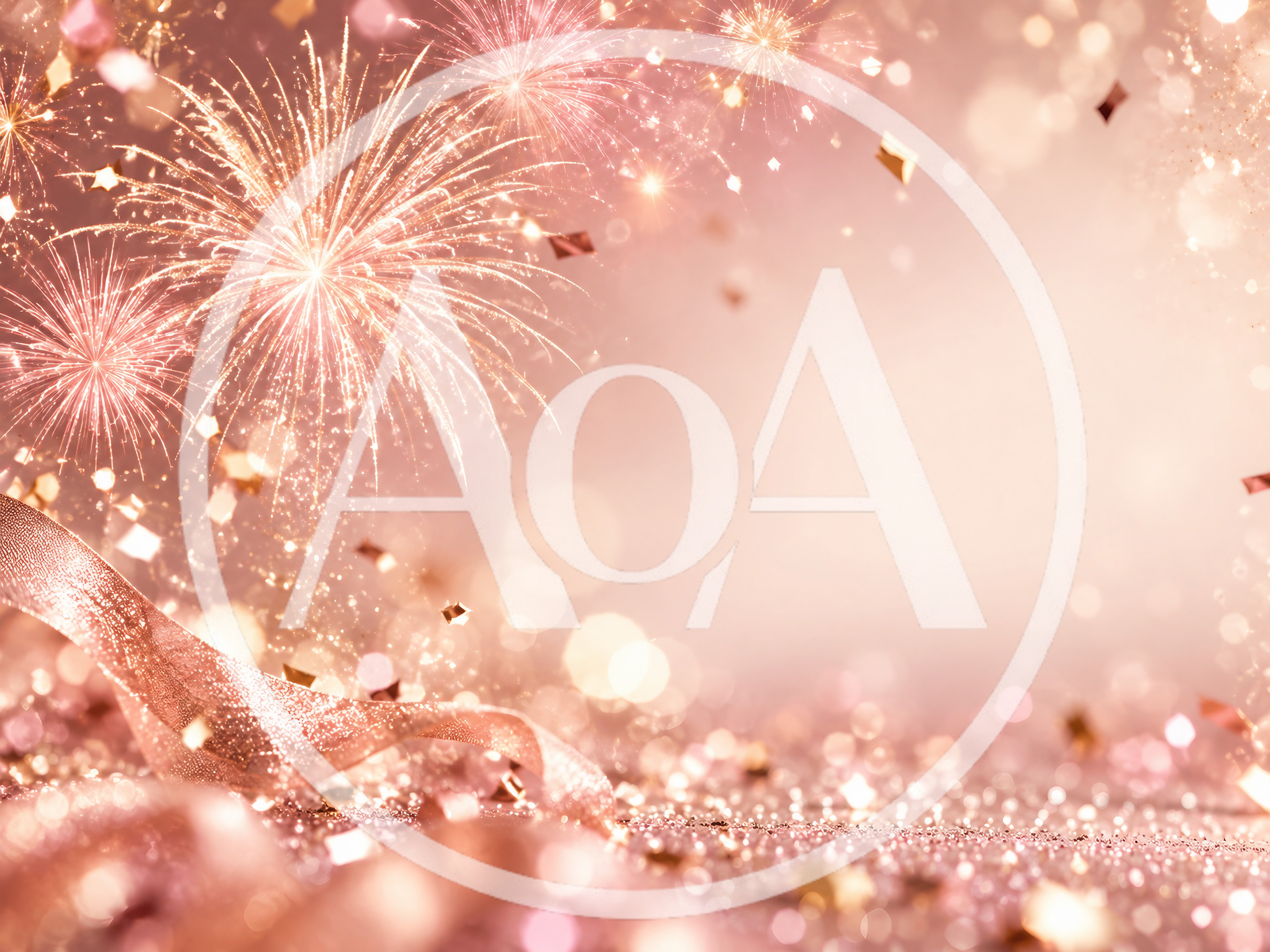 Festive Rose Gold Fireworks And Confetti Background