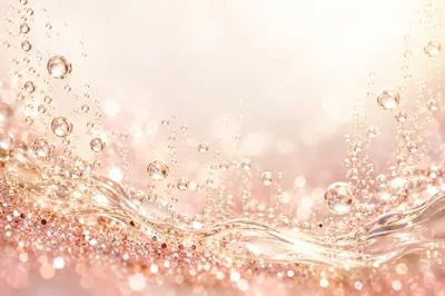 Abstract Rose Gold Liquid With Floating Bubbles