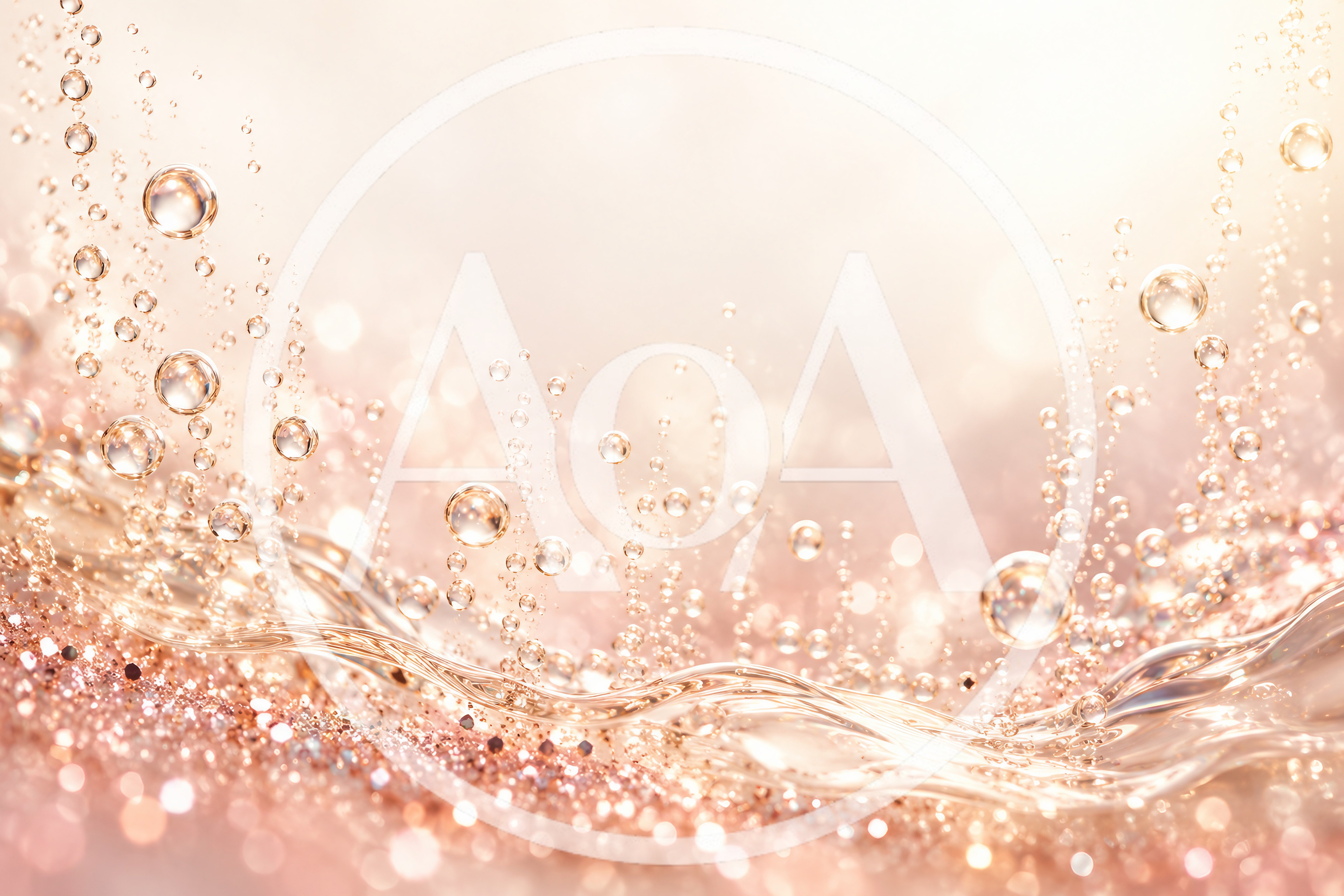 Abstract Rose Gold Liquid With Floating Bubbles
