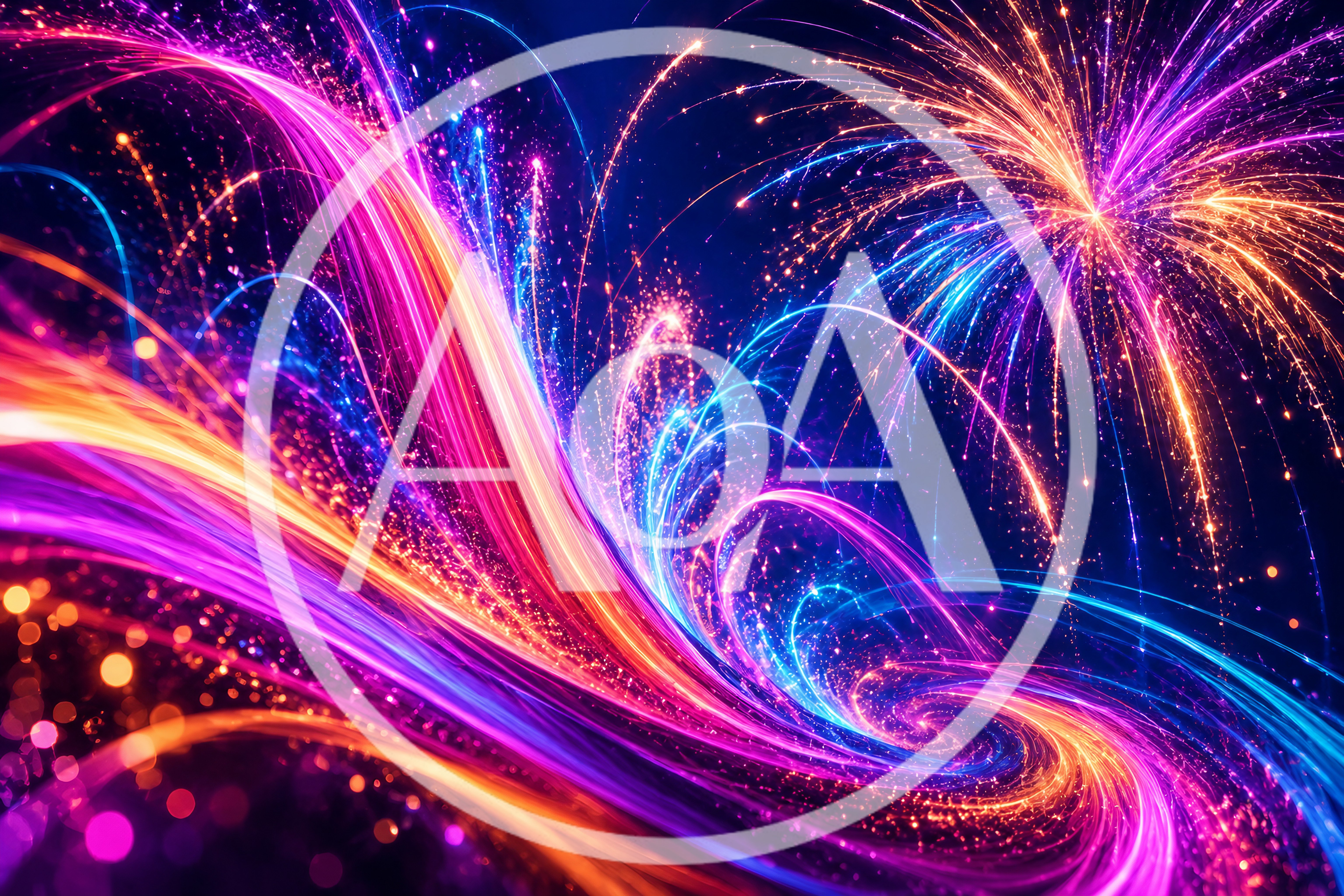Abstract Neon Light Trails And Fireworks Explosion