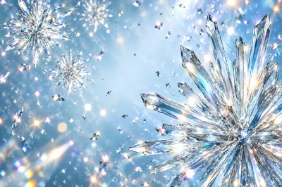 Abstract Crystal Snowflake Background With Shimmering Light Effects