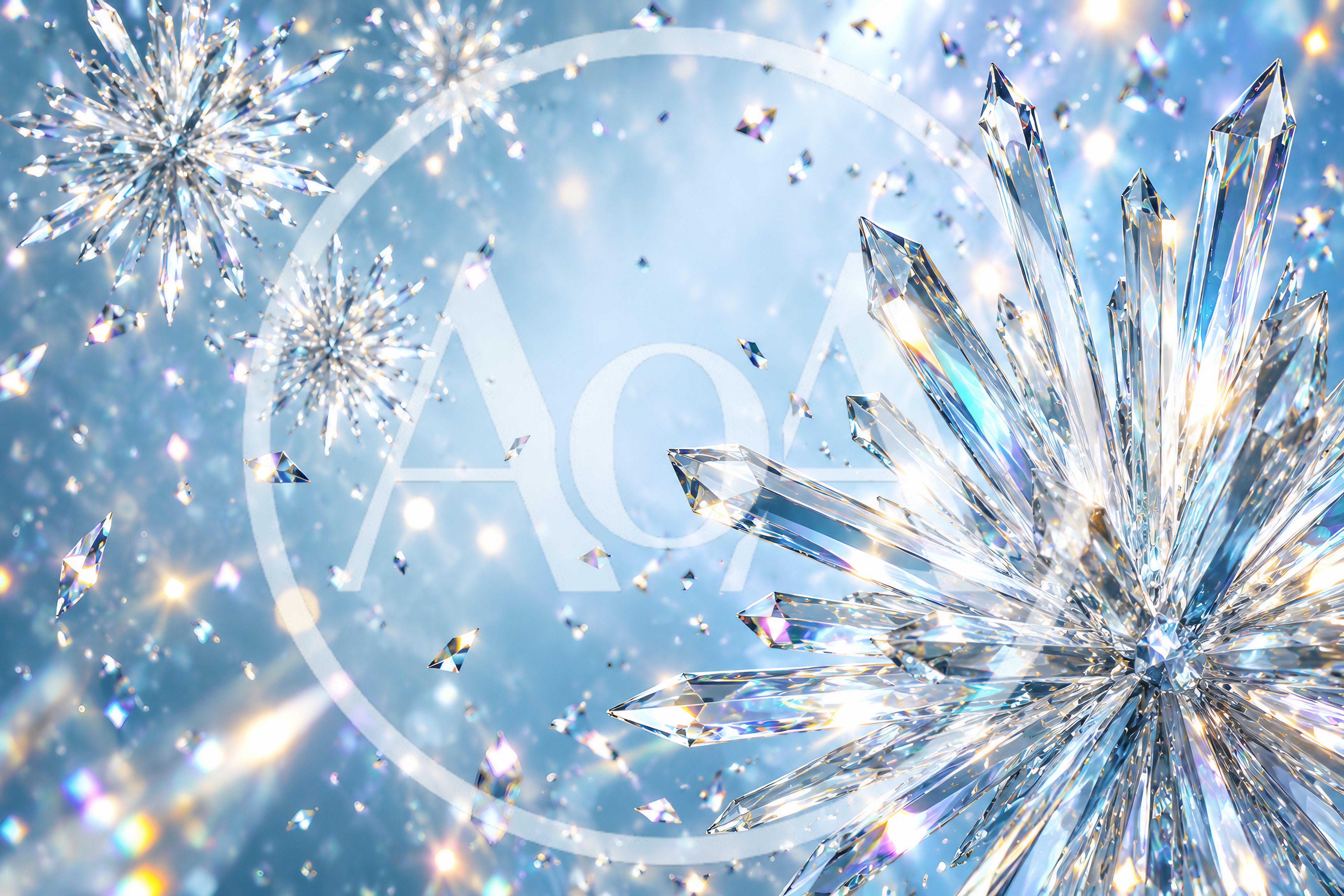 Abstract Crystal Snowflake Background With Shimmering Light Effects