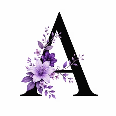 Elegant Letter A Decorated With Purple Floral Arrangement