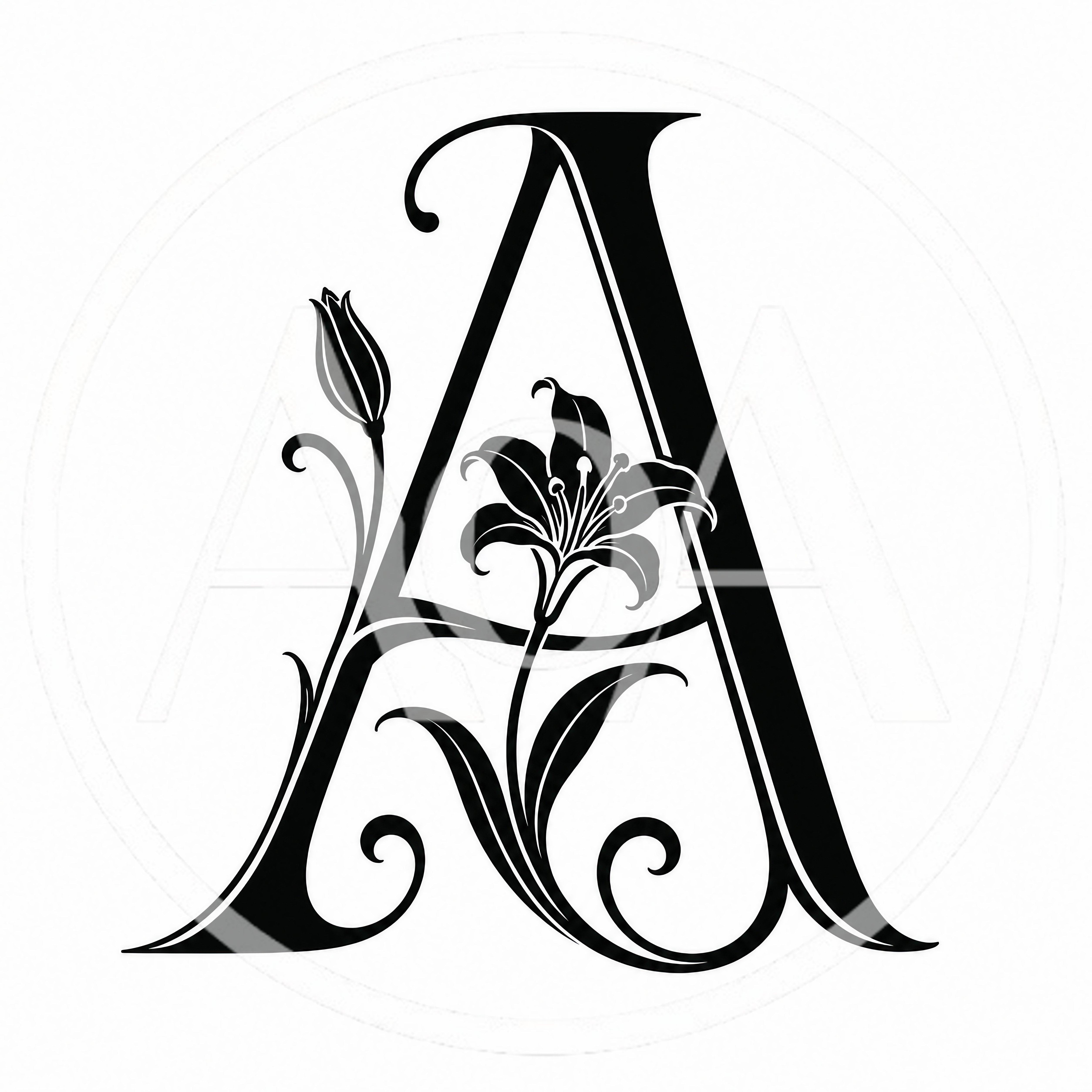 Elegant Floral Letter A Monogram Design