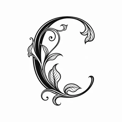 Ornate Floral Letter C Decorative Typography
