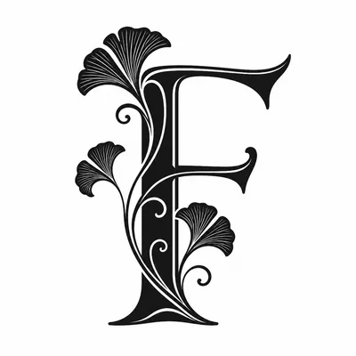 Elegant Decorative Letter F With Ginkgo Biloba Leaves