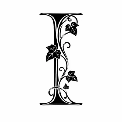 Decorative Letter I With Ivy Leaf Ornament