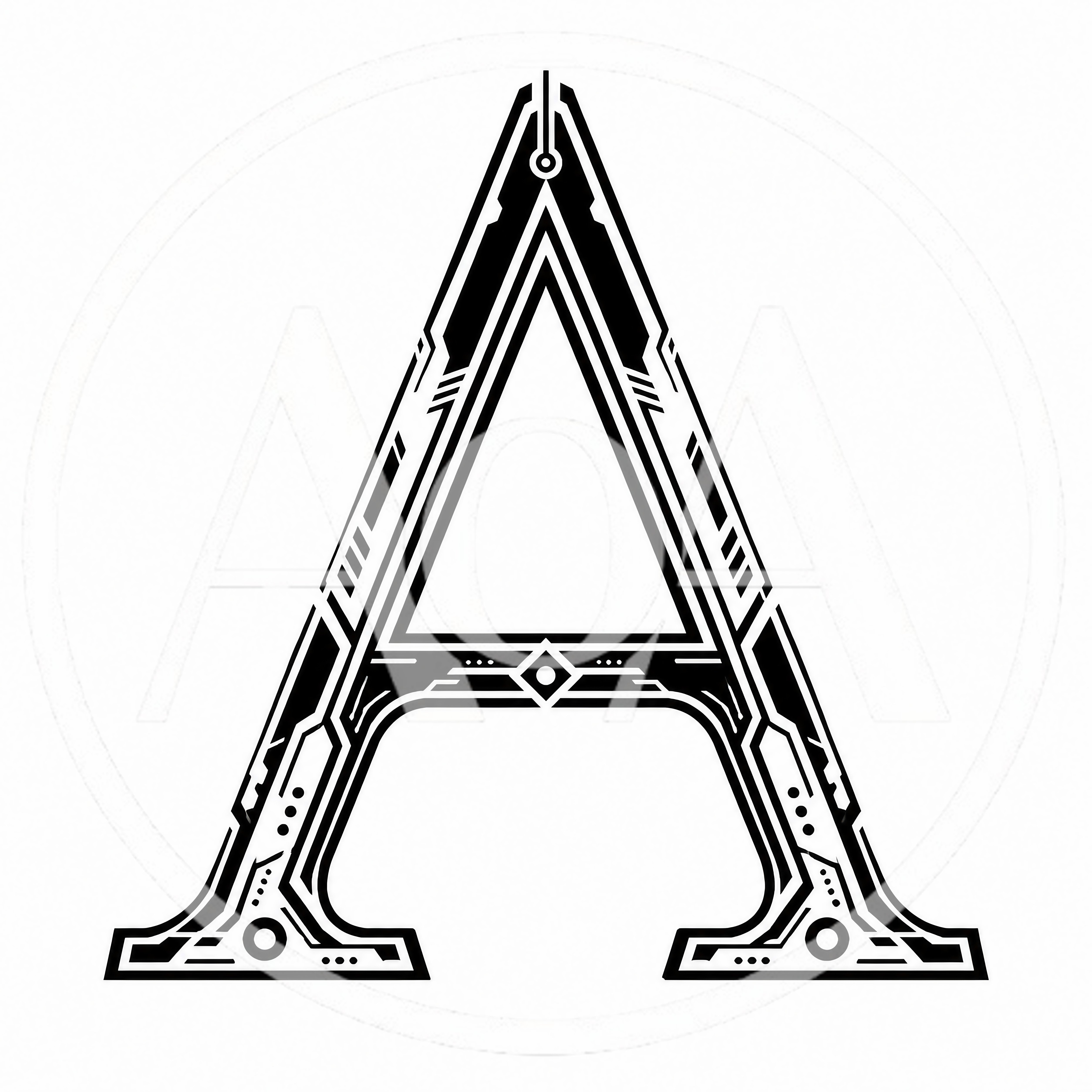 Futuristic Cyberpunk Style Letter A Typography Design