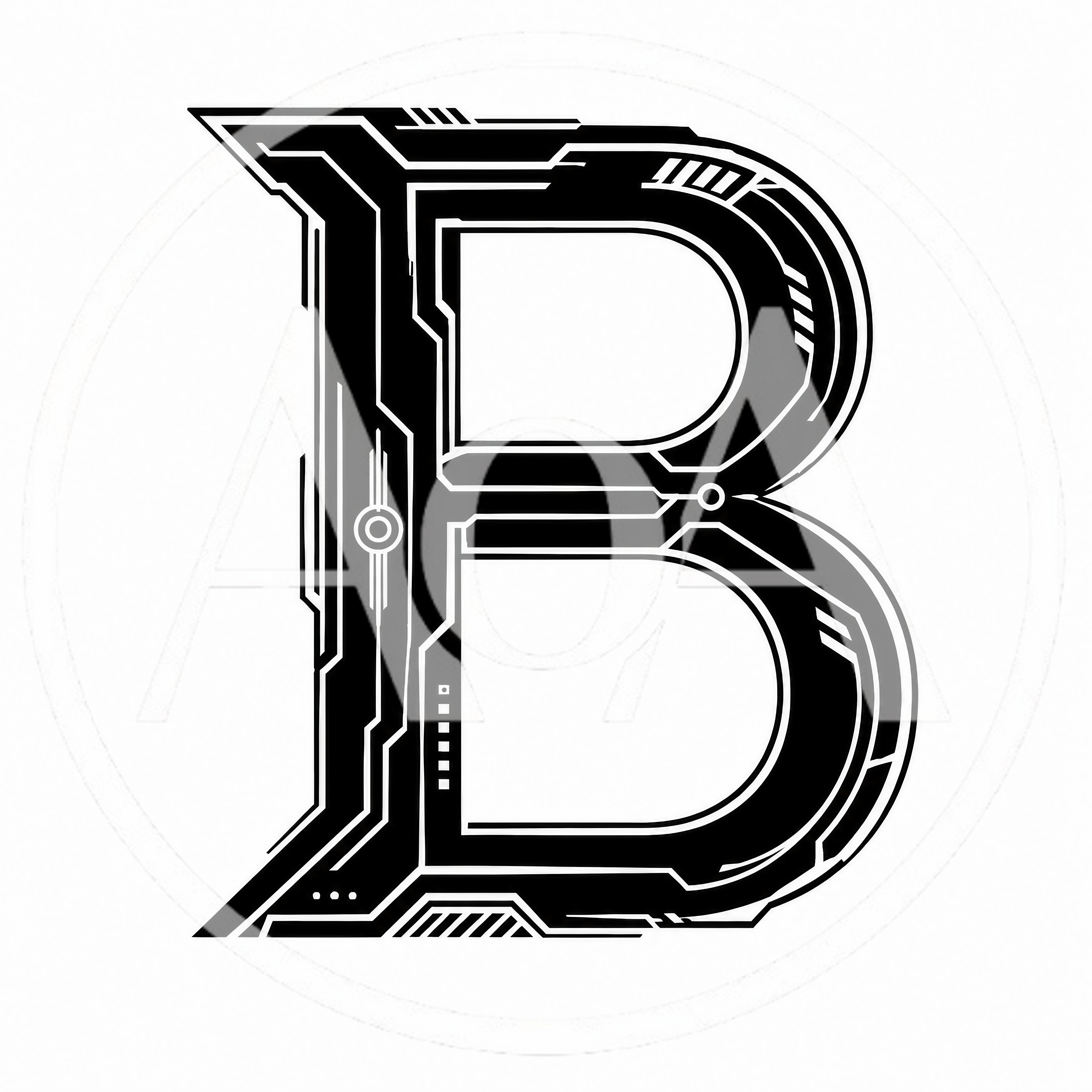 Futuristic Cyberpunk Style Letter B Typography Design
