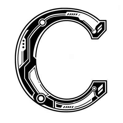 Futuristic Cyberpunk Letter C Graphic Design