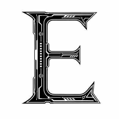 Futuristic Cyberpunk Style Letter E Typography