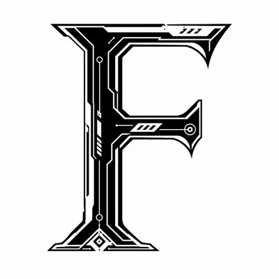 Futuristic Cyberpunk Style Letter F Typography Design