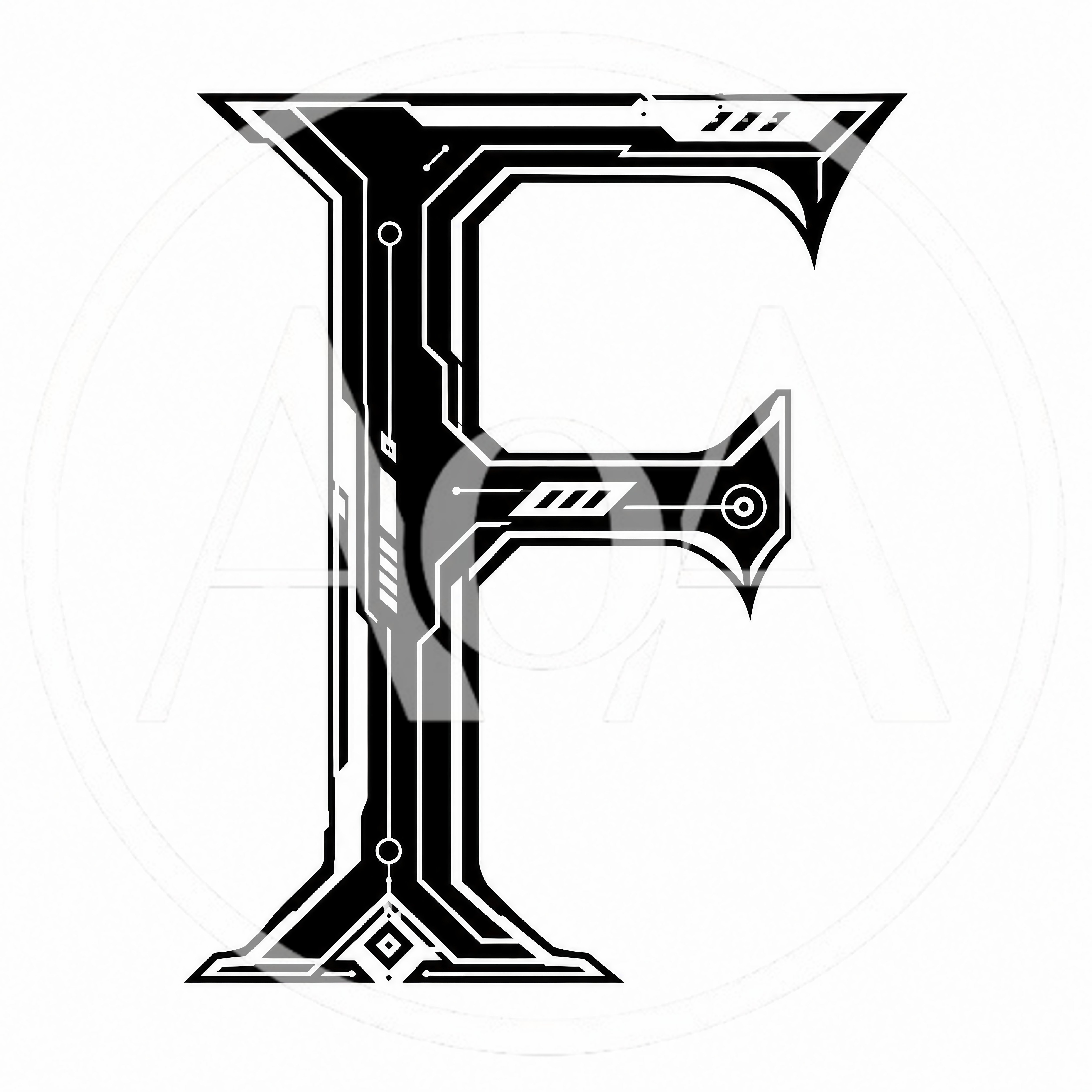 Futuristic Cyberpunk Style Letter F Typography Design