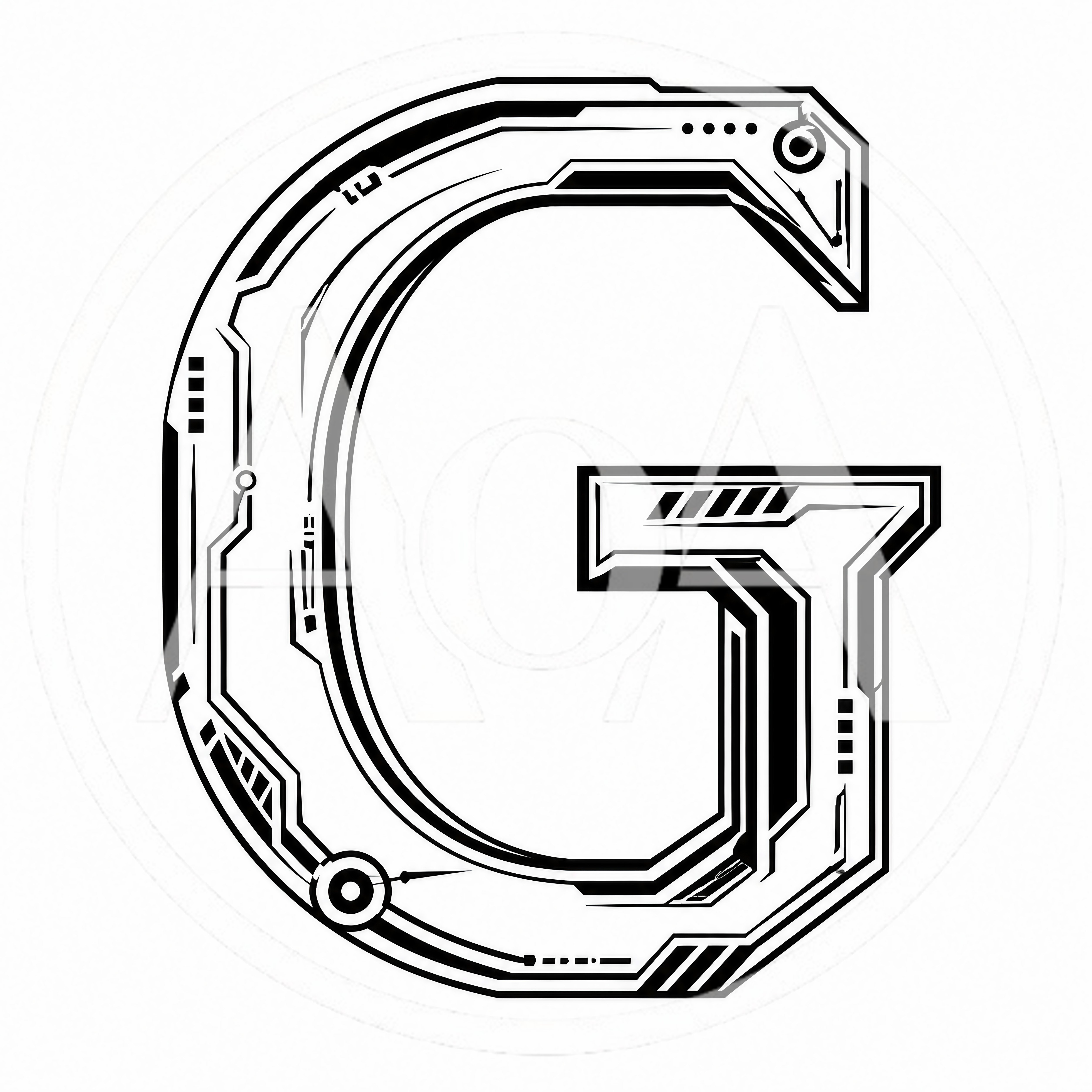 Futuristic Cyberpunk Style Letter G Graphic Design