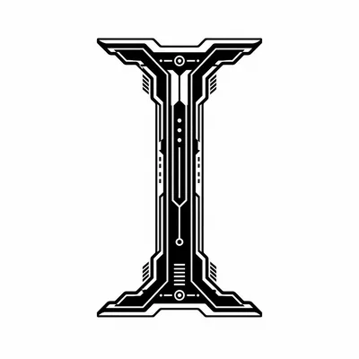 Futuristic Cyberpunk Style Letter I Typography Design