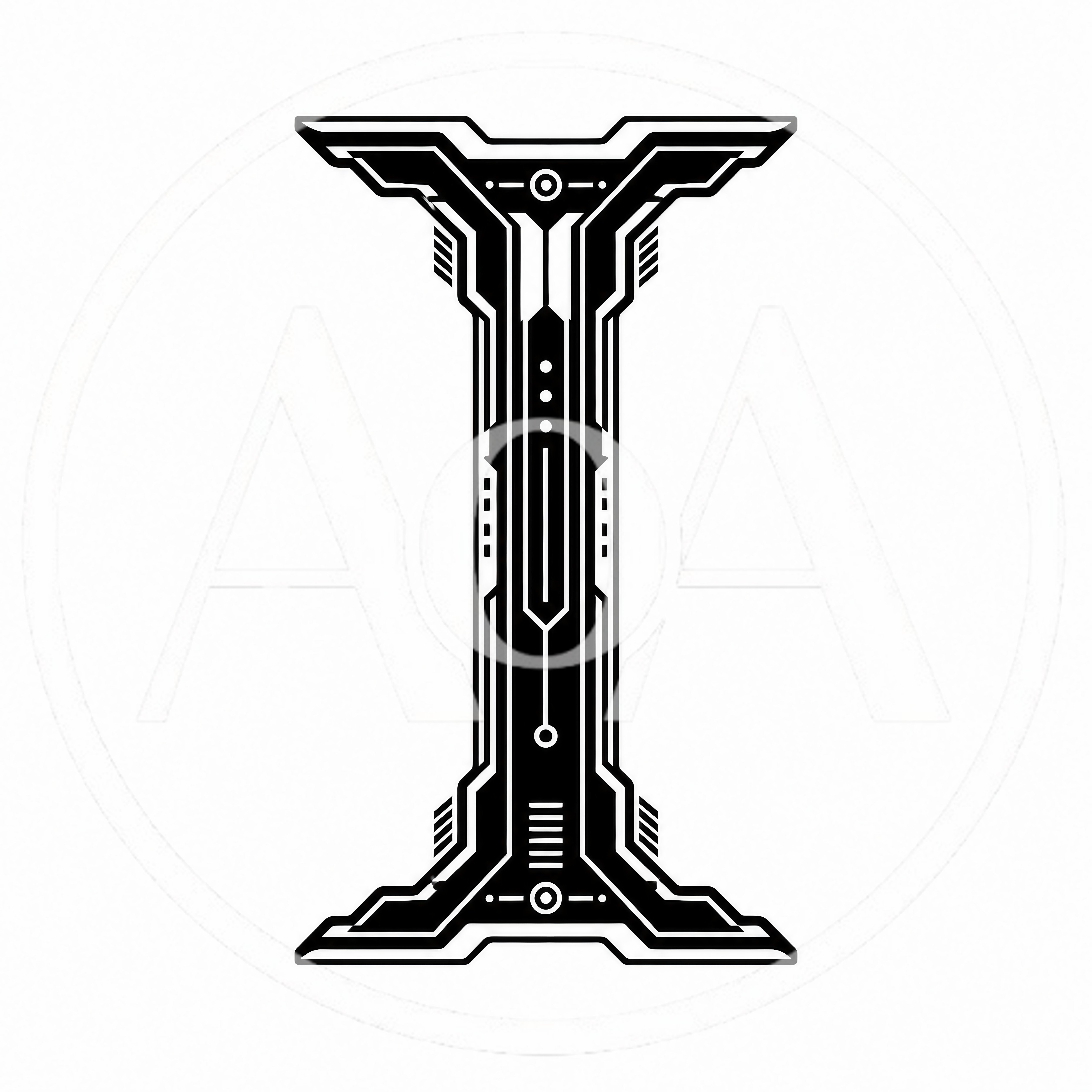Futuristic Cyberpunk Style Letter I Typography Design