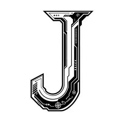 Futuristic Cybernetic Letter J Typography Design
