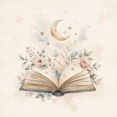 Watercolor Illustration Of An Open Book With Flowers