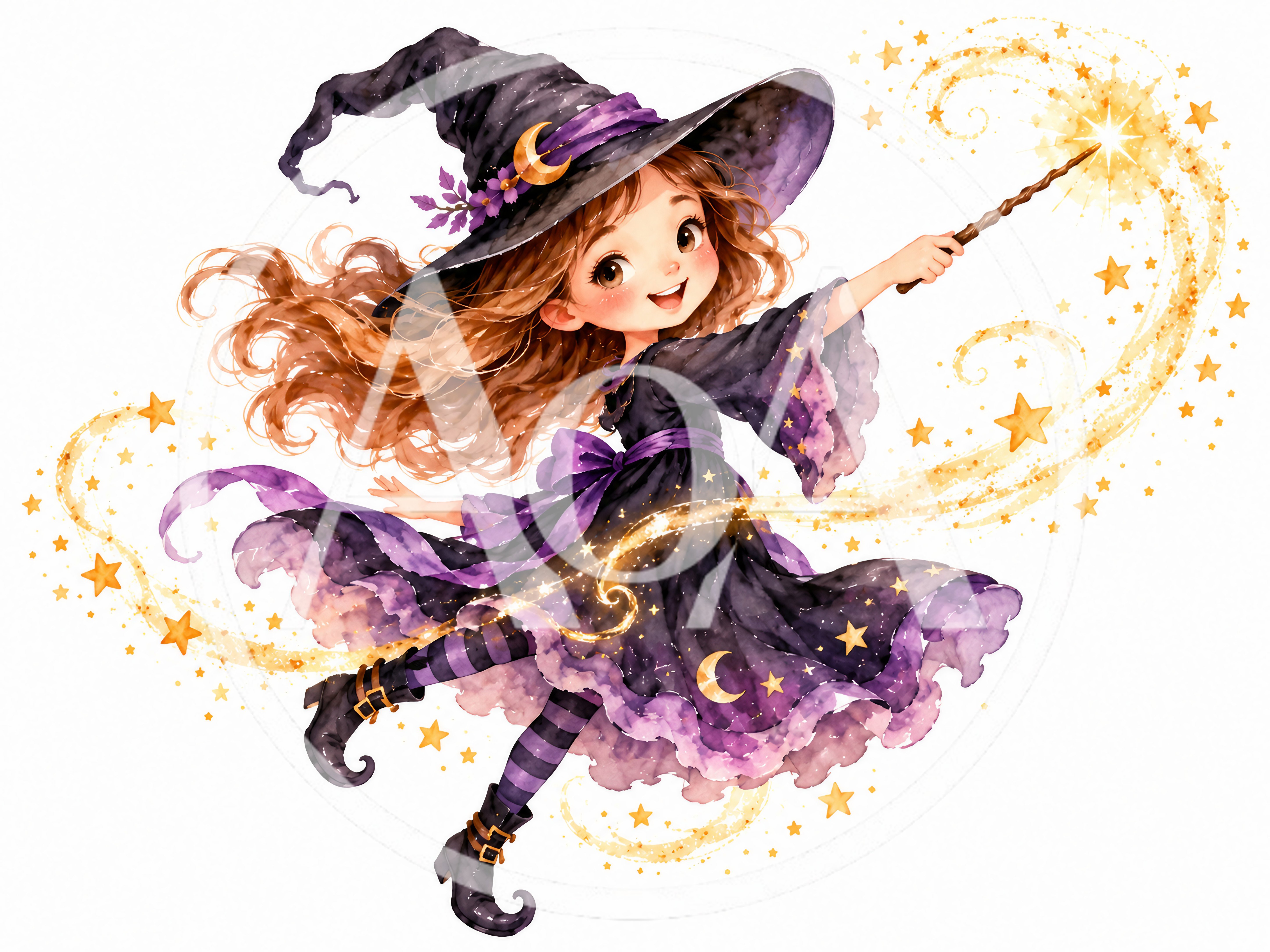 Cute Little Witch Casting Magic Spells