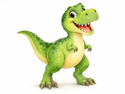 Cute Cartoon Tyrannosaurus Rex Dinosaur Illustration