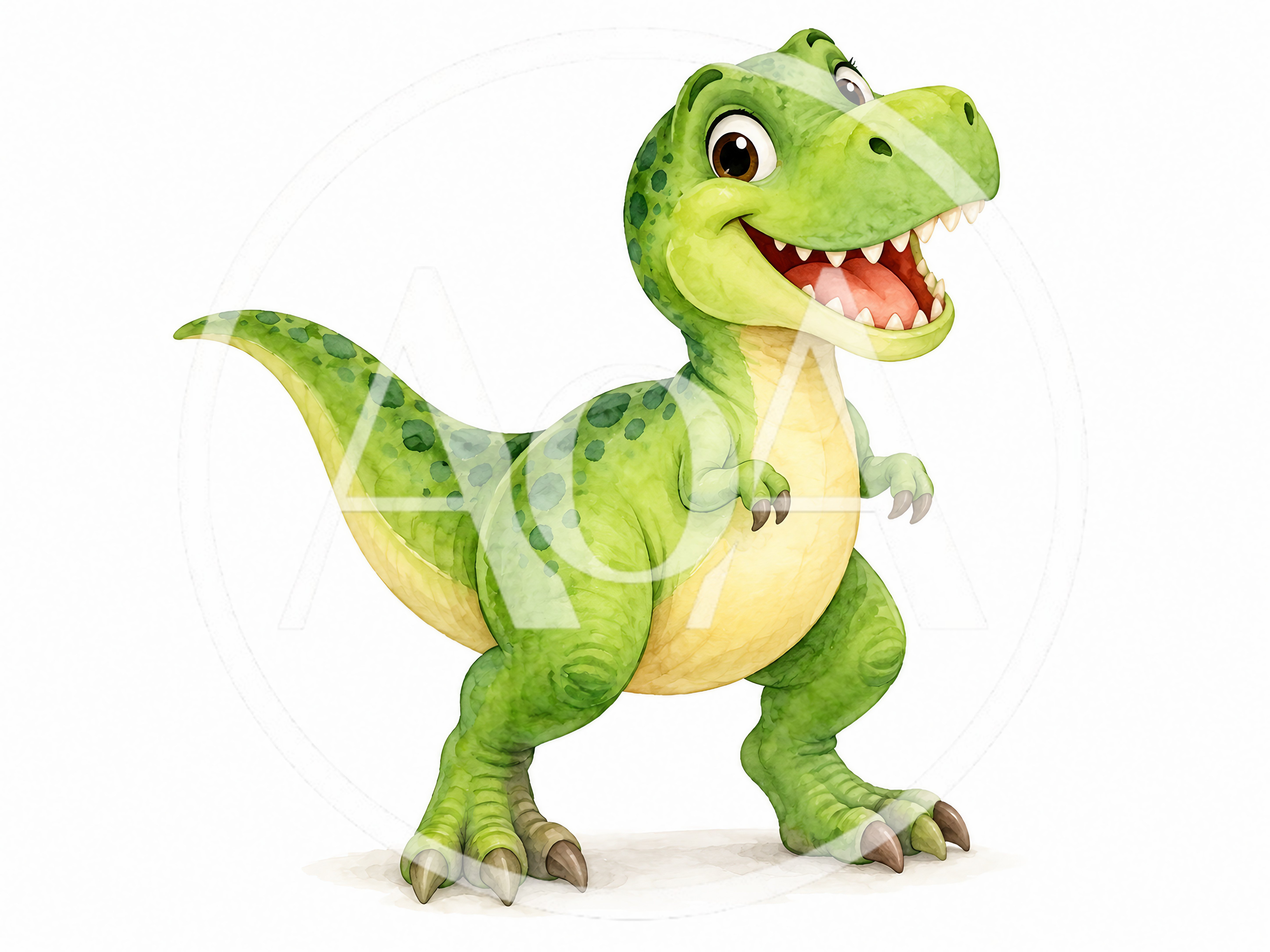 Cute Cartoon Tyrannosaurus Rex Dinosaur Illustration