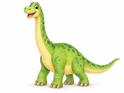 Cute Cartoon Brachiosaurus Dinosaur Character