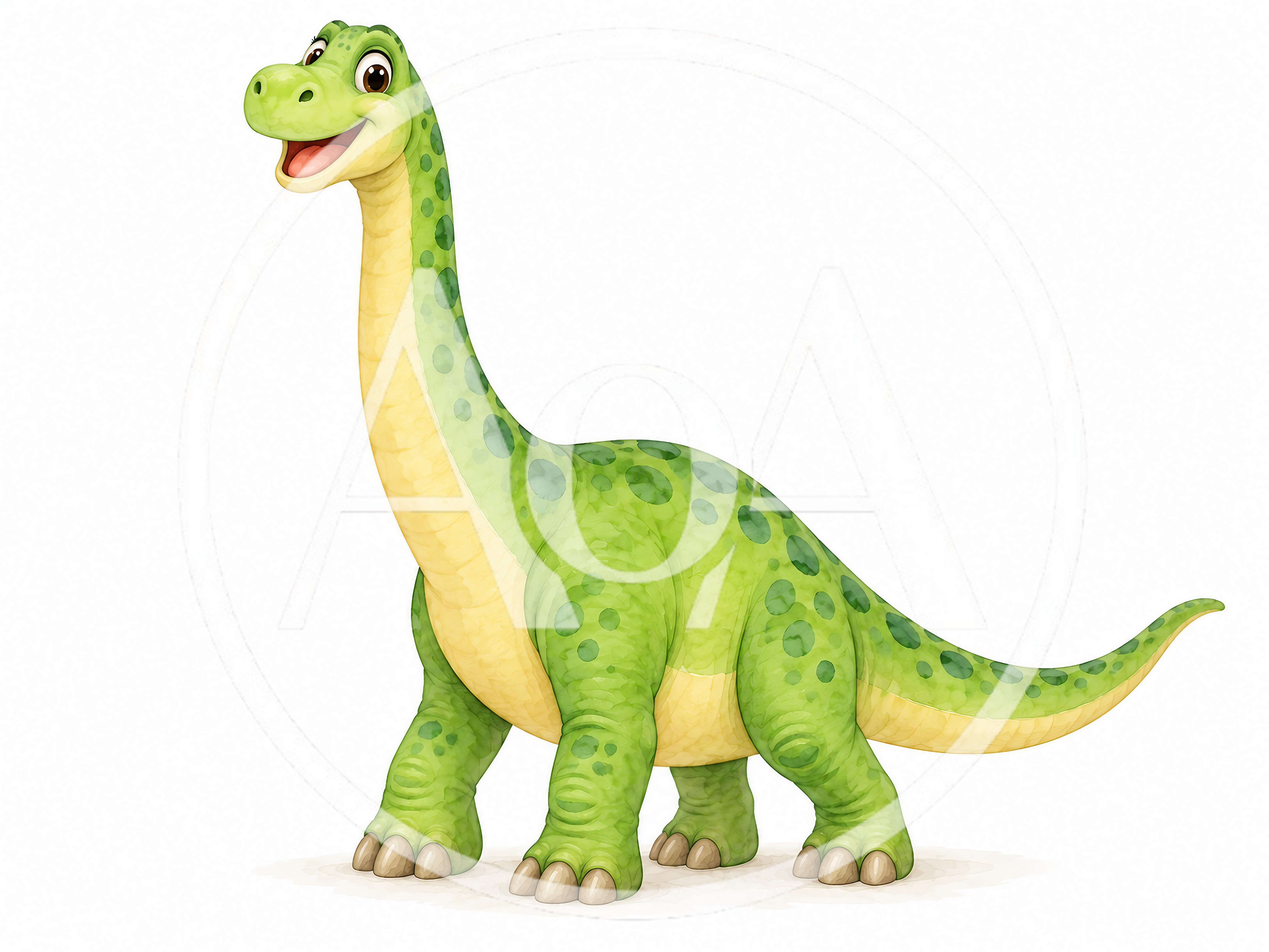Cute Cartoon Brachiosaurus Dinosaur Character