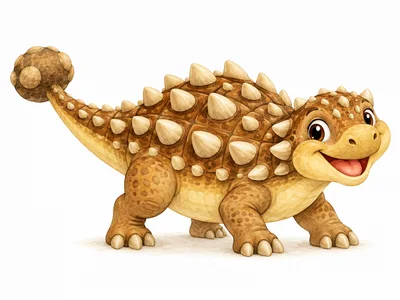 Cute Cartoon Ankylosaurus Dinosaur Character