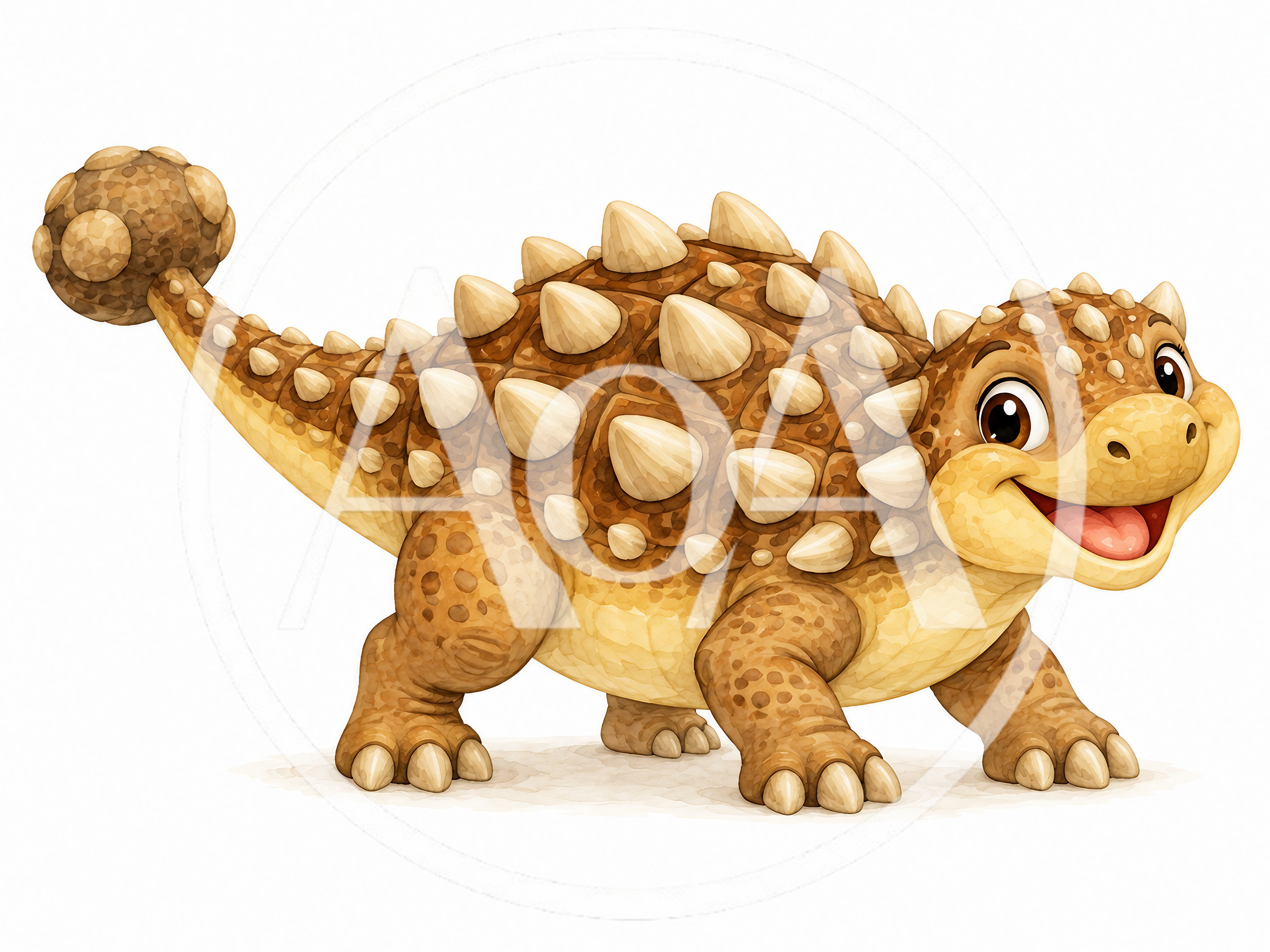 Cute Cartoon Ankylosaurus Dinosaur Character