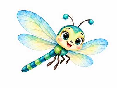 Cute Cartoon Dragonfly Character Illustration