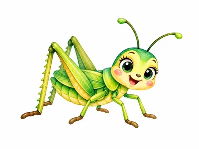 Cute Cartoon Grasshopper Illustration