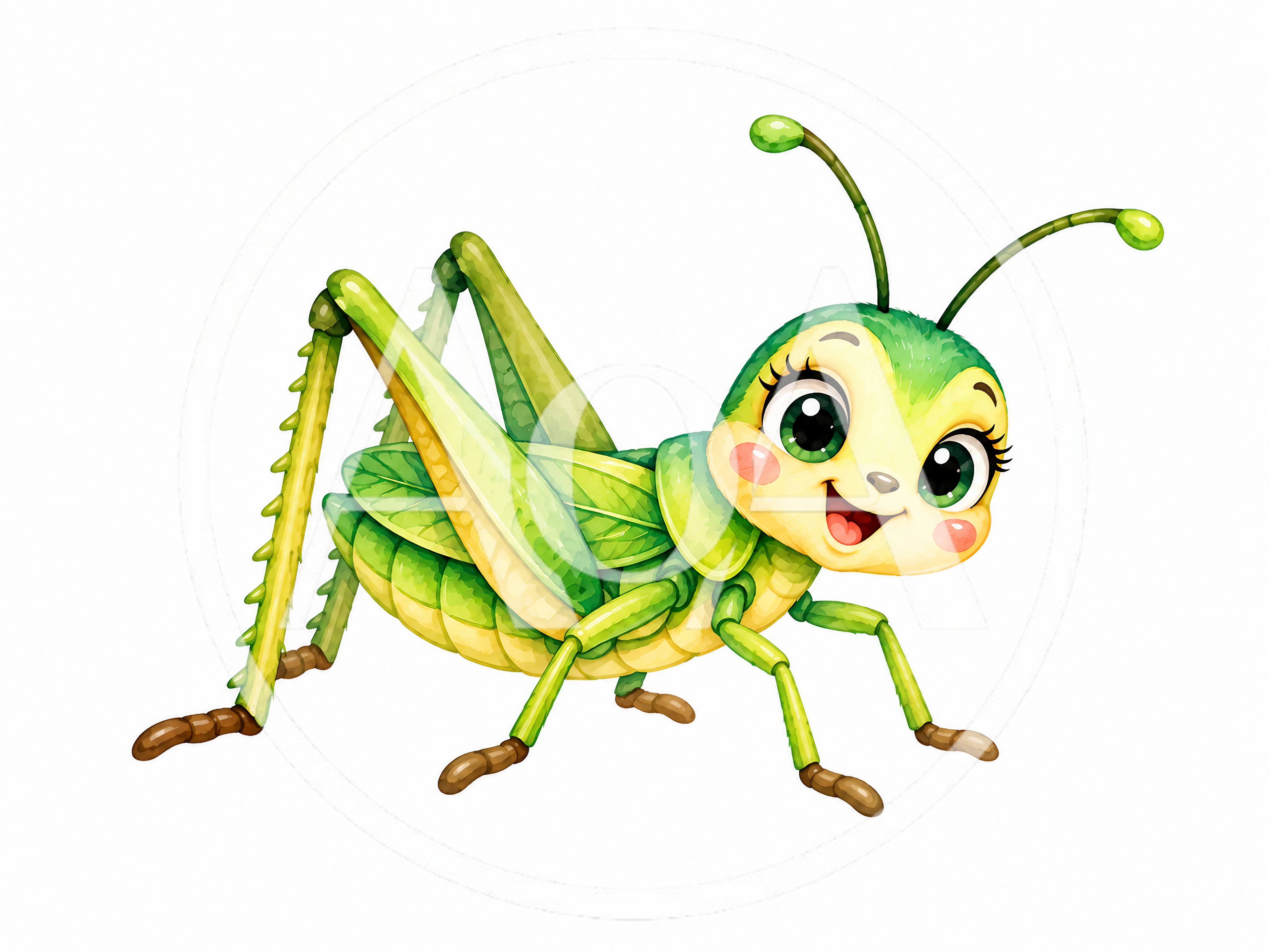 Cute Cartoon Grasshopper Illustration