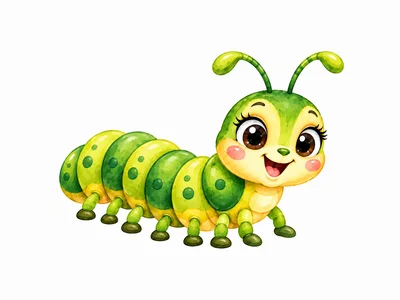 Cute Cartoon Caterpillar Character Illustration