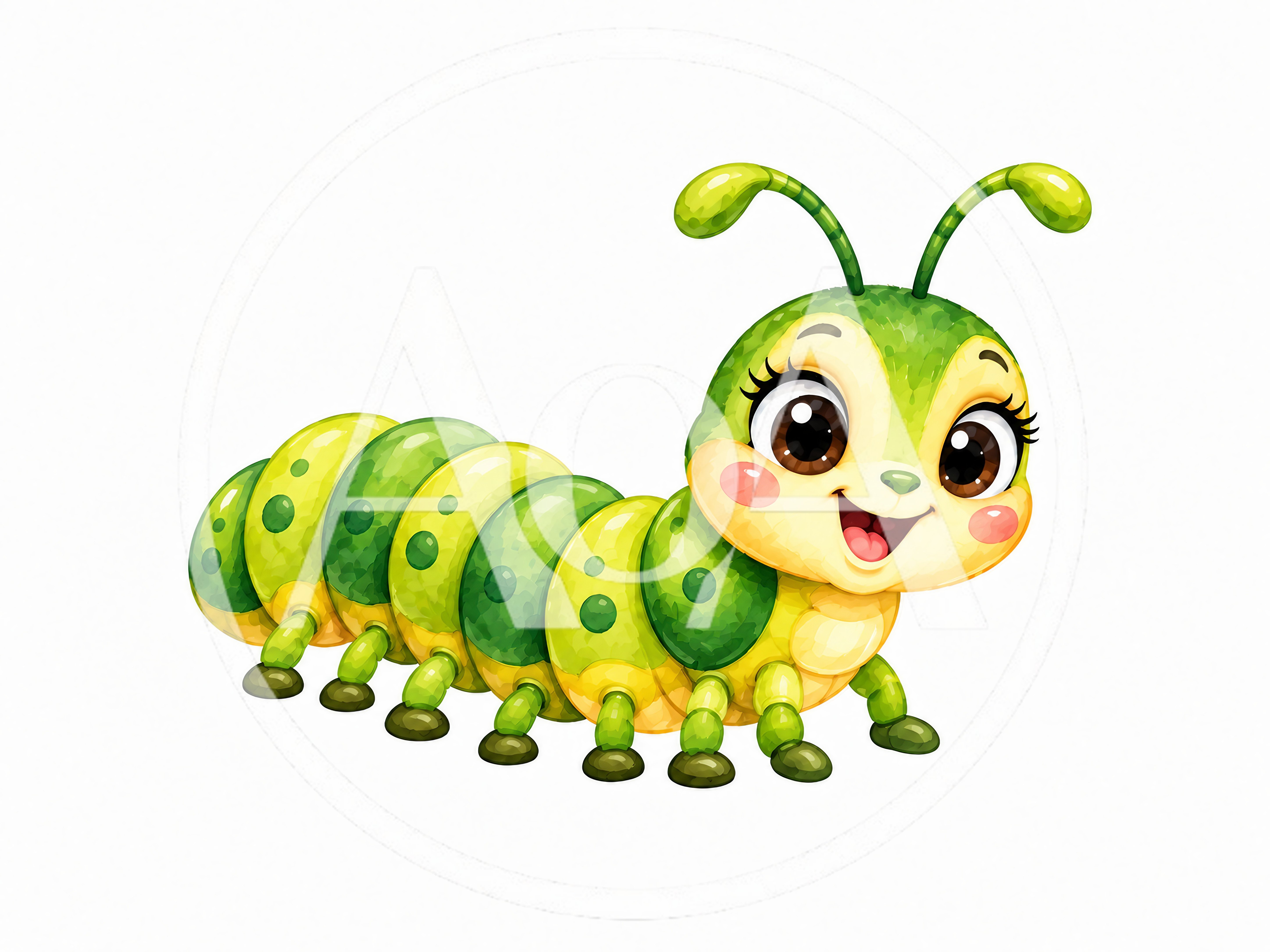 Cute Cartoon Caterpillar Character Illustration