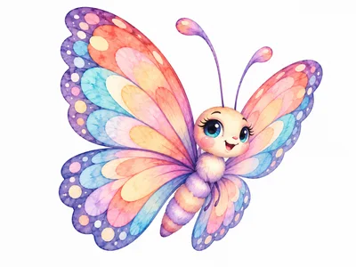 Cute Watercolor Butterfly Illustration With Pastel Colors