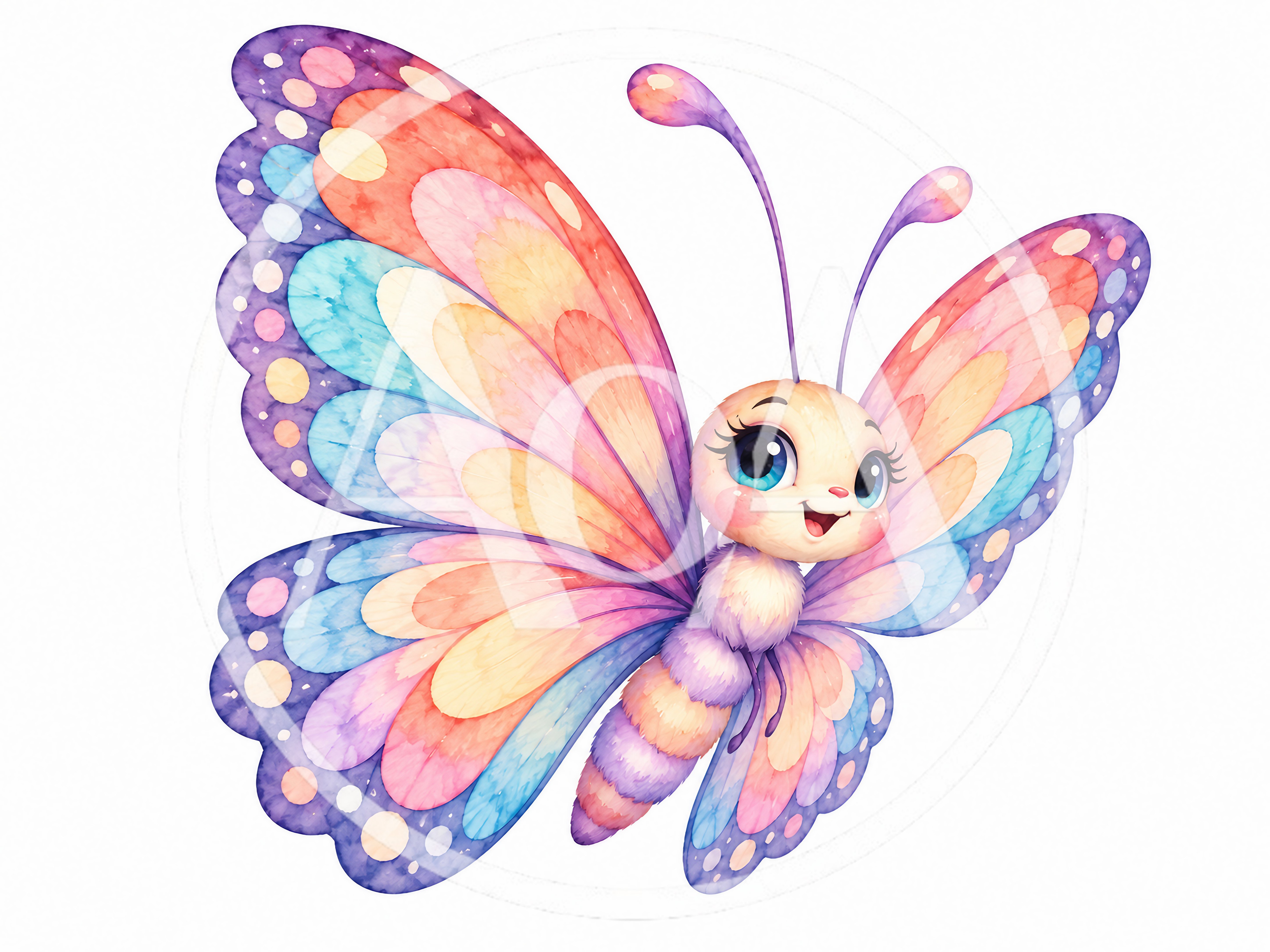 Cute Watercolor Butterfly Illustration With Pastel Colors